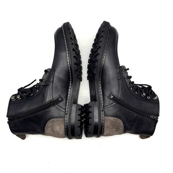 NEW Steve Madden P-STYLEN Black Leather Moc Toe Lace Up Zip Boots Men 7B main image 13